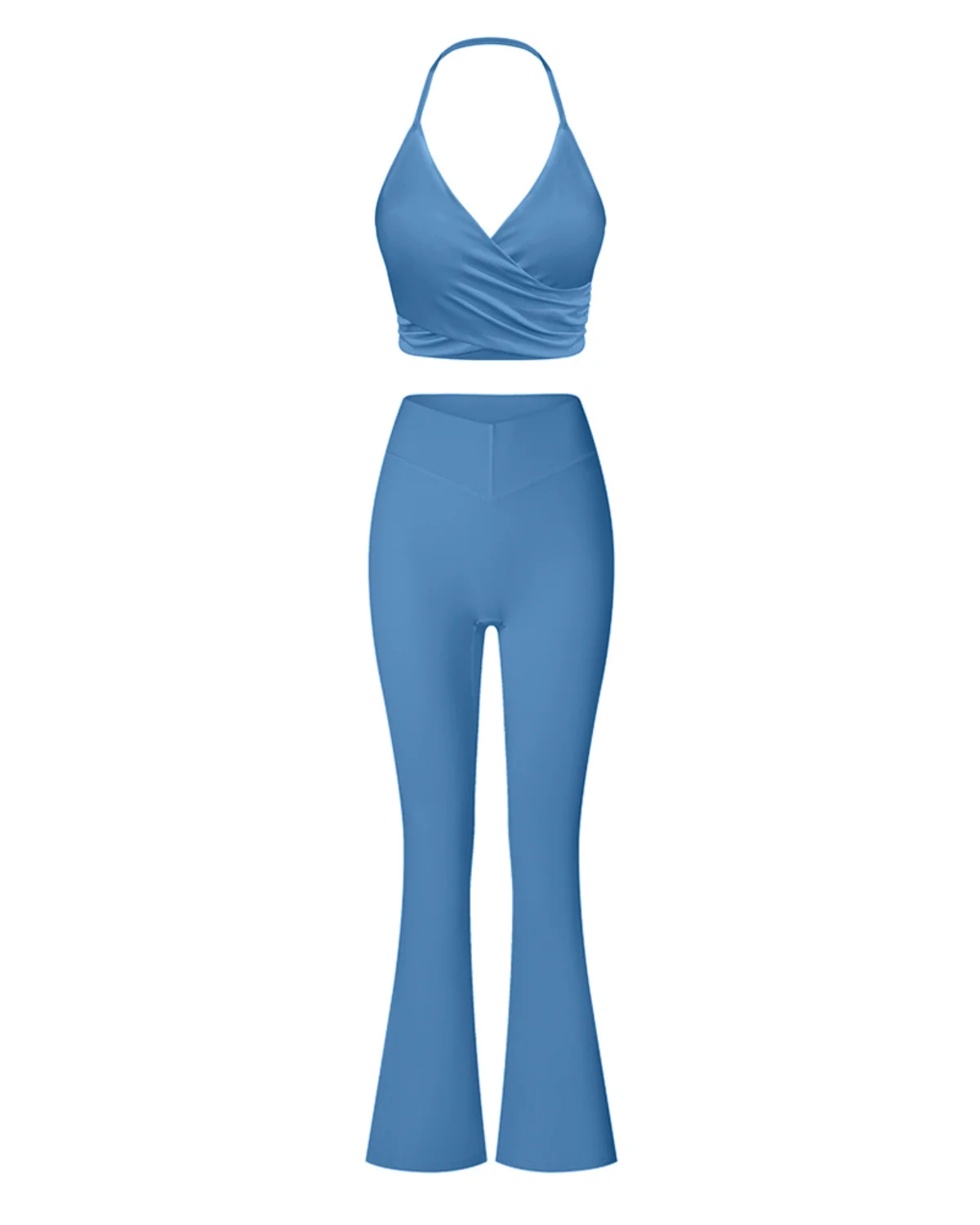 Women's Cut-and-Sew Yoga Set NS93-2 in Steel Blue