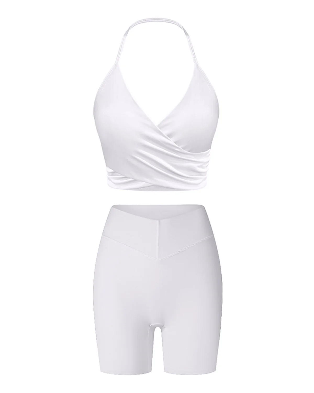 Women's Cut-and-Sew Yoga Set NS93-3 in White