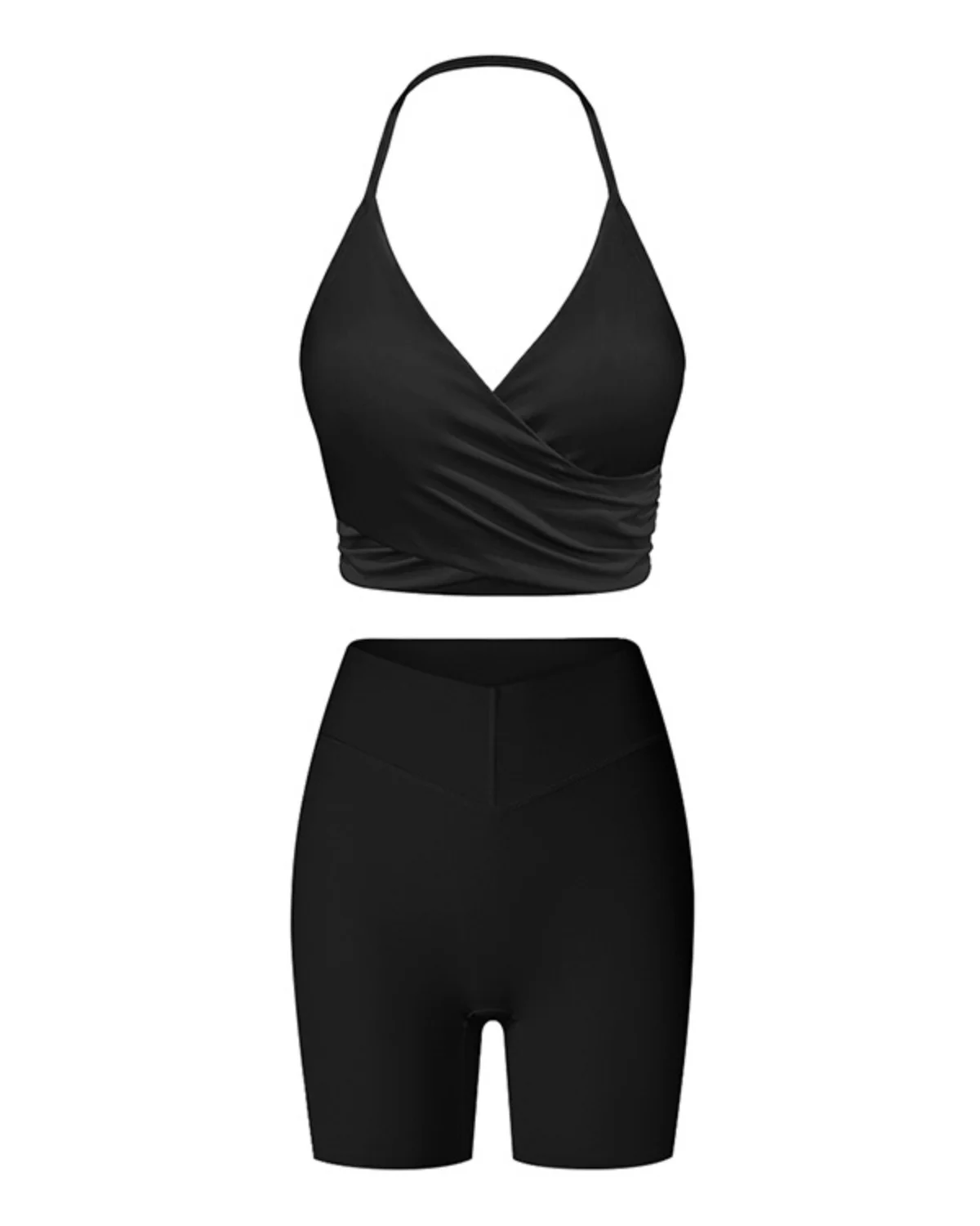 Women's Cut-and-Sew Yoga Set NS93-3 in Black