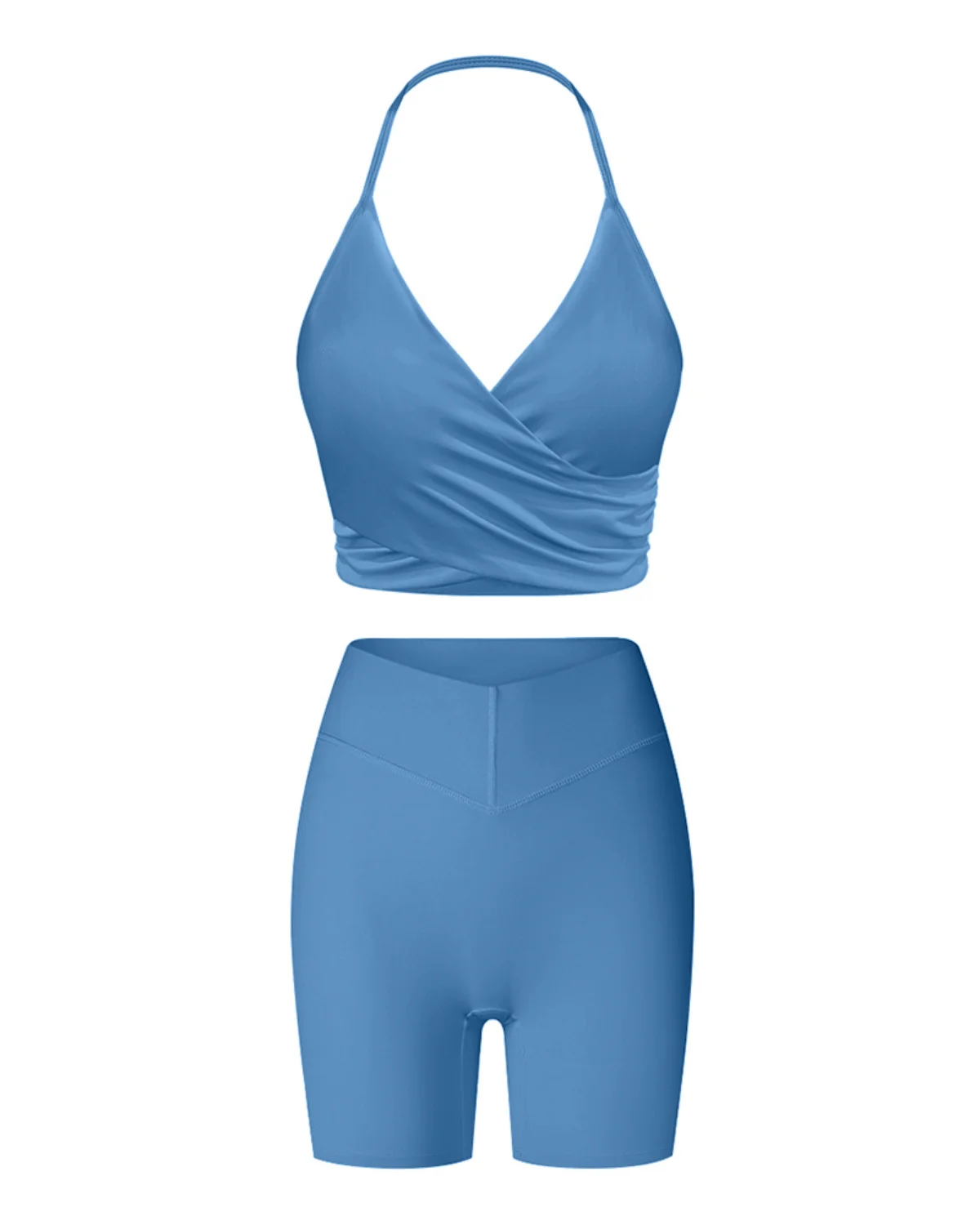 Women's Cut-and-Sew Yoga Set NS93-3 in Blue