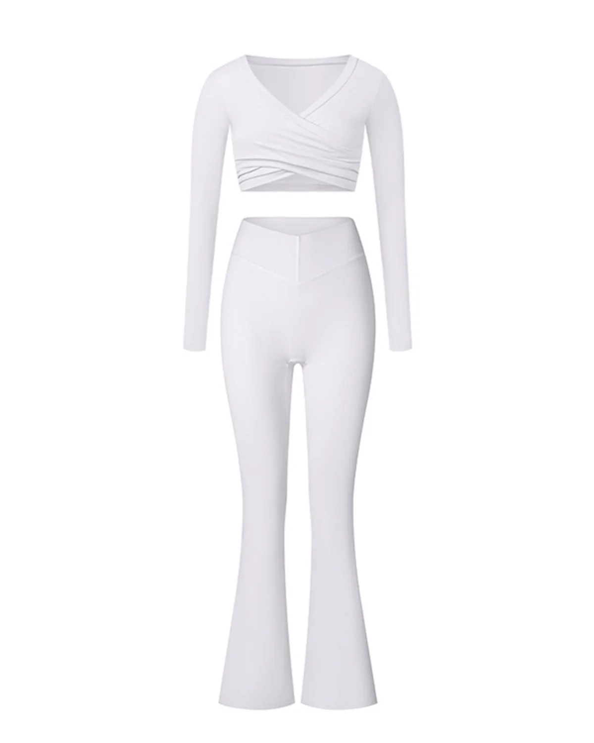 Women's Cut-and-Sew Yoga Set NS93 in White
