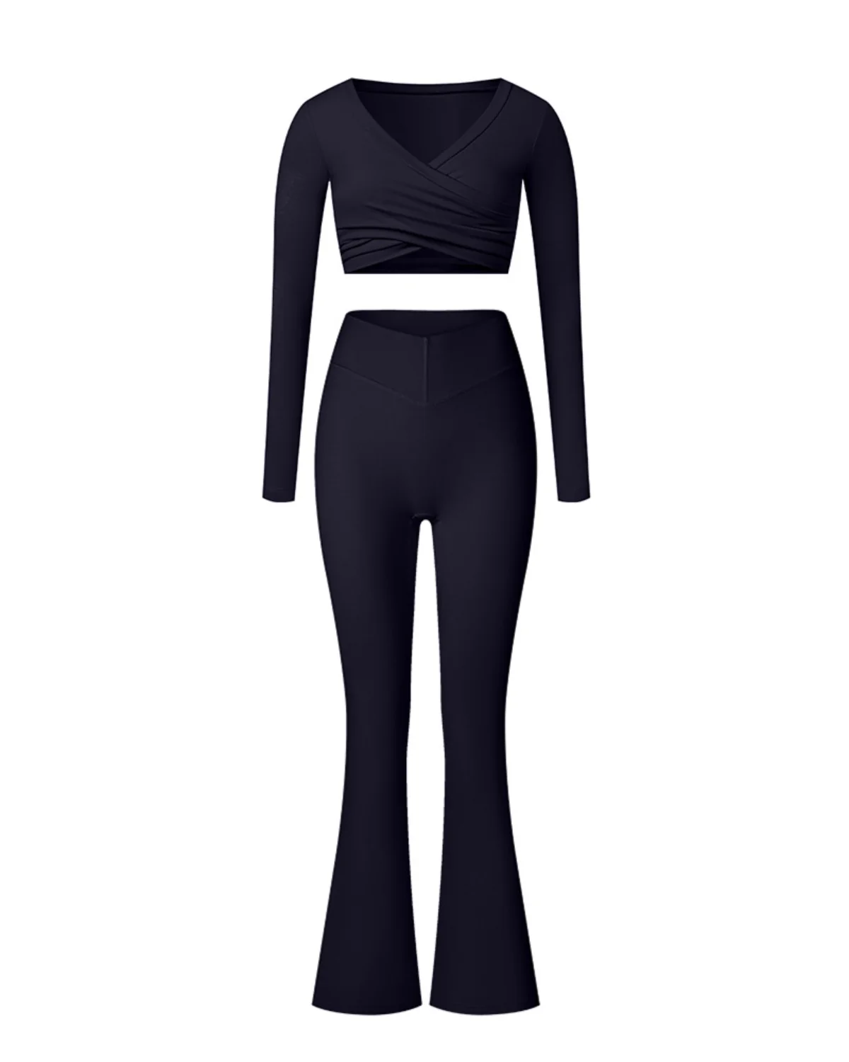 Women's Cut-and-Sew Yoga Set NS93 in Black