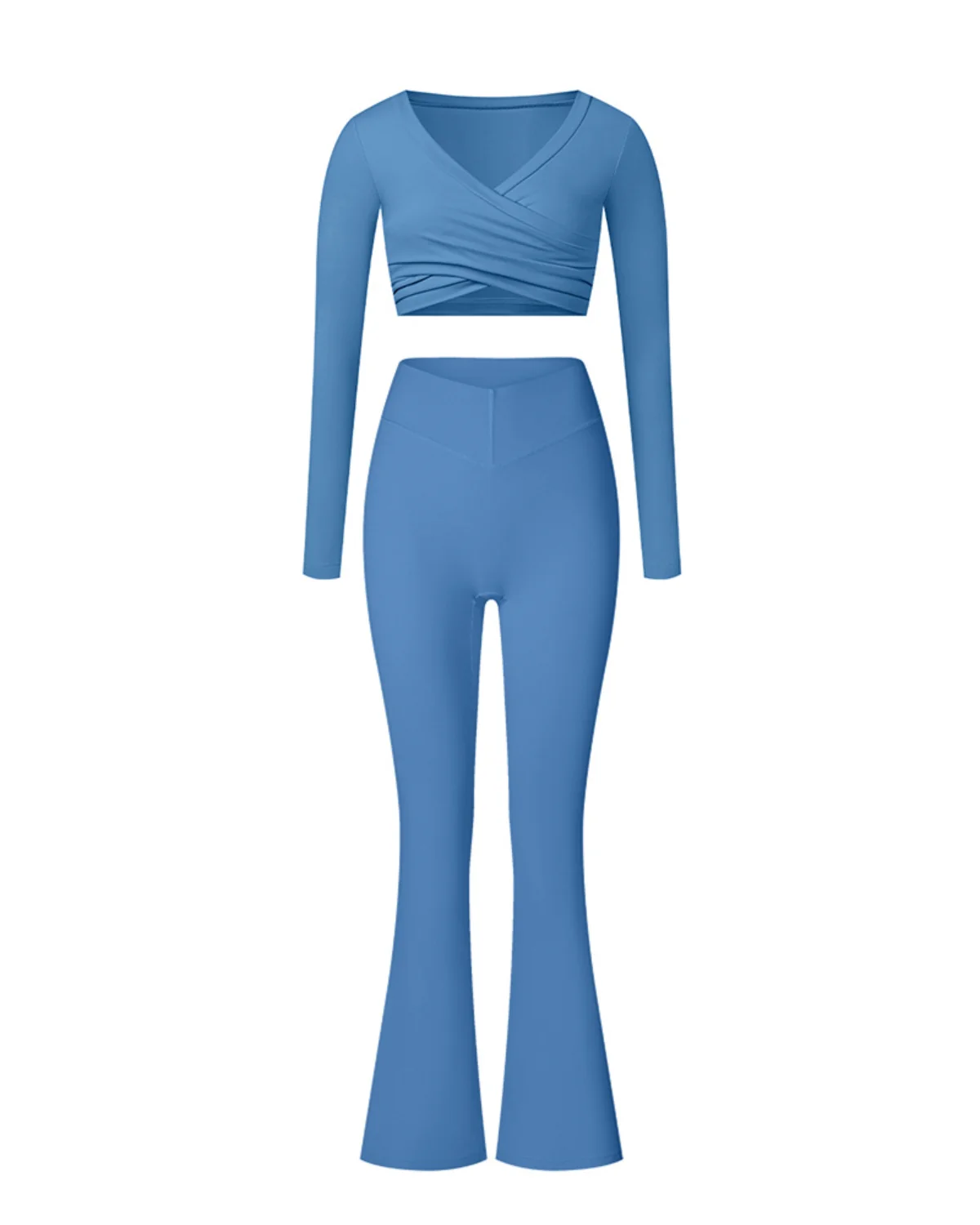 Women's Cut-and-Sew Yoga Set NS93 in Steel Blue