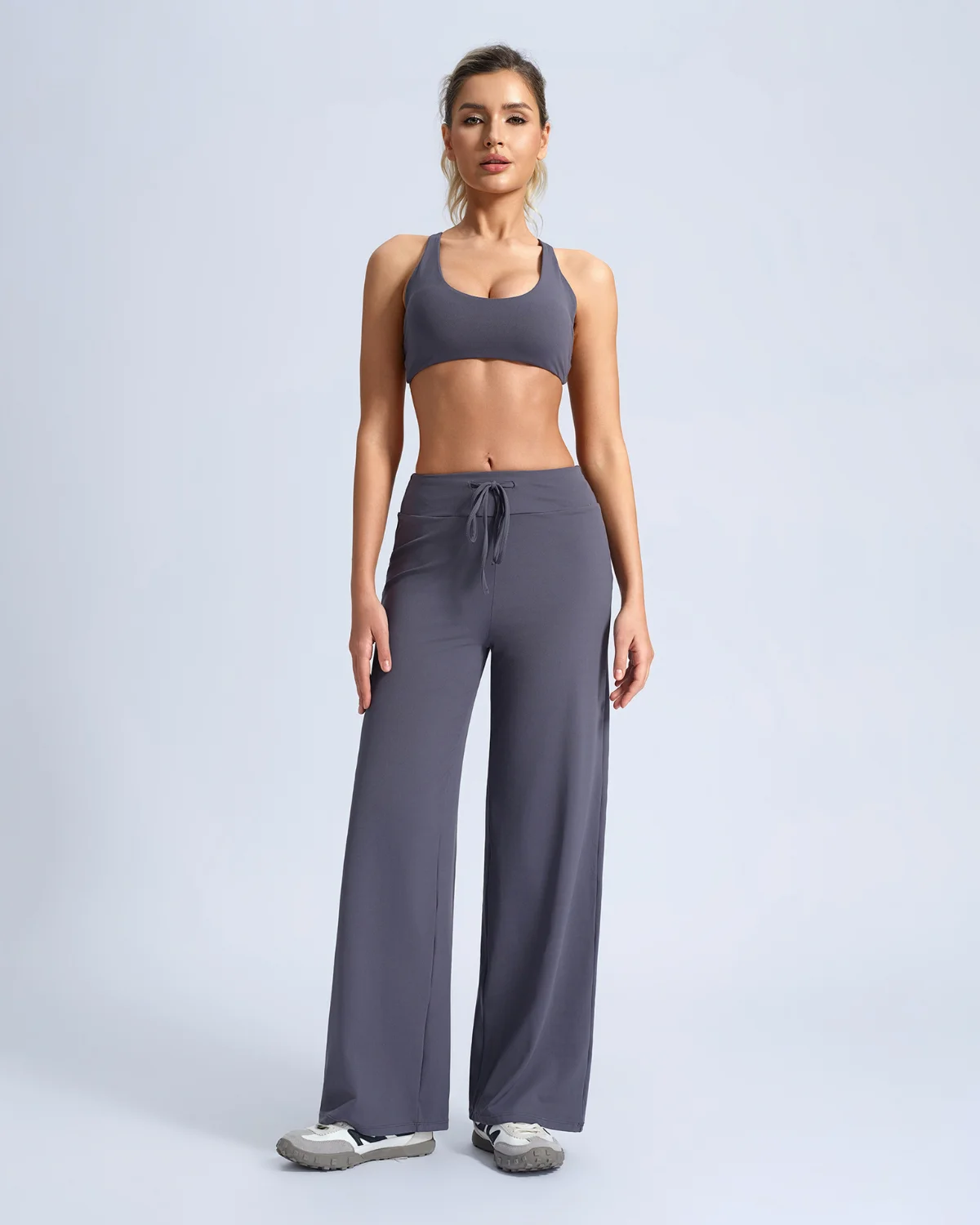 Women's Cut-and-Sew Yoga Set NS98 in Smoky Violet Gray
