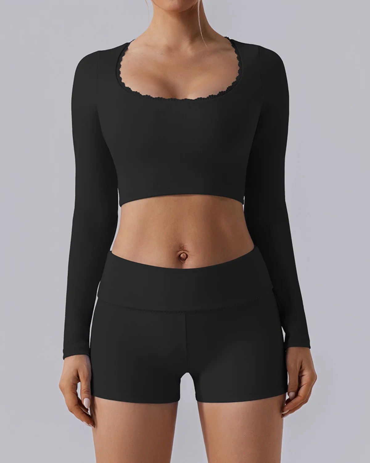 Women's Long-Sleeve Yoga Top NT77 in Black