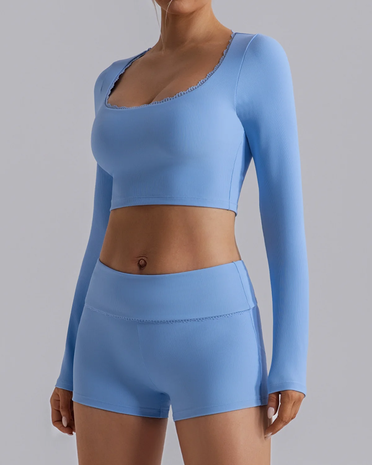 Women's Long-Sleeve Yoga Top NT77 in Sky Blue