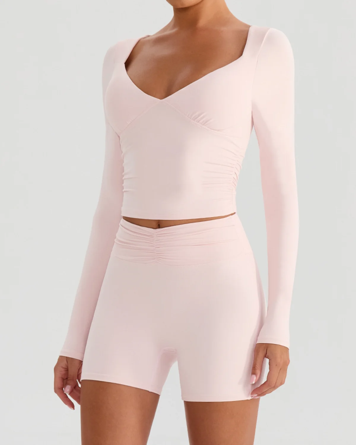 Women's Long-Sleeve Yoga Top NT79 in Pale Pink