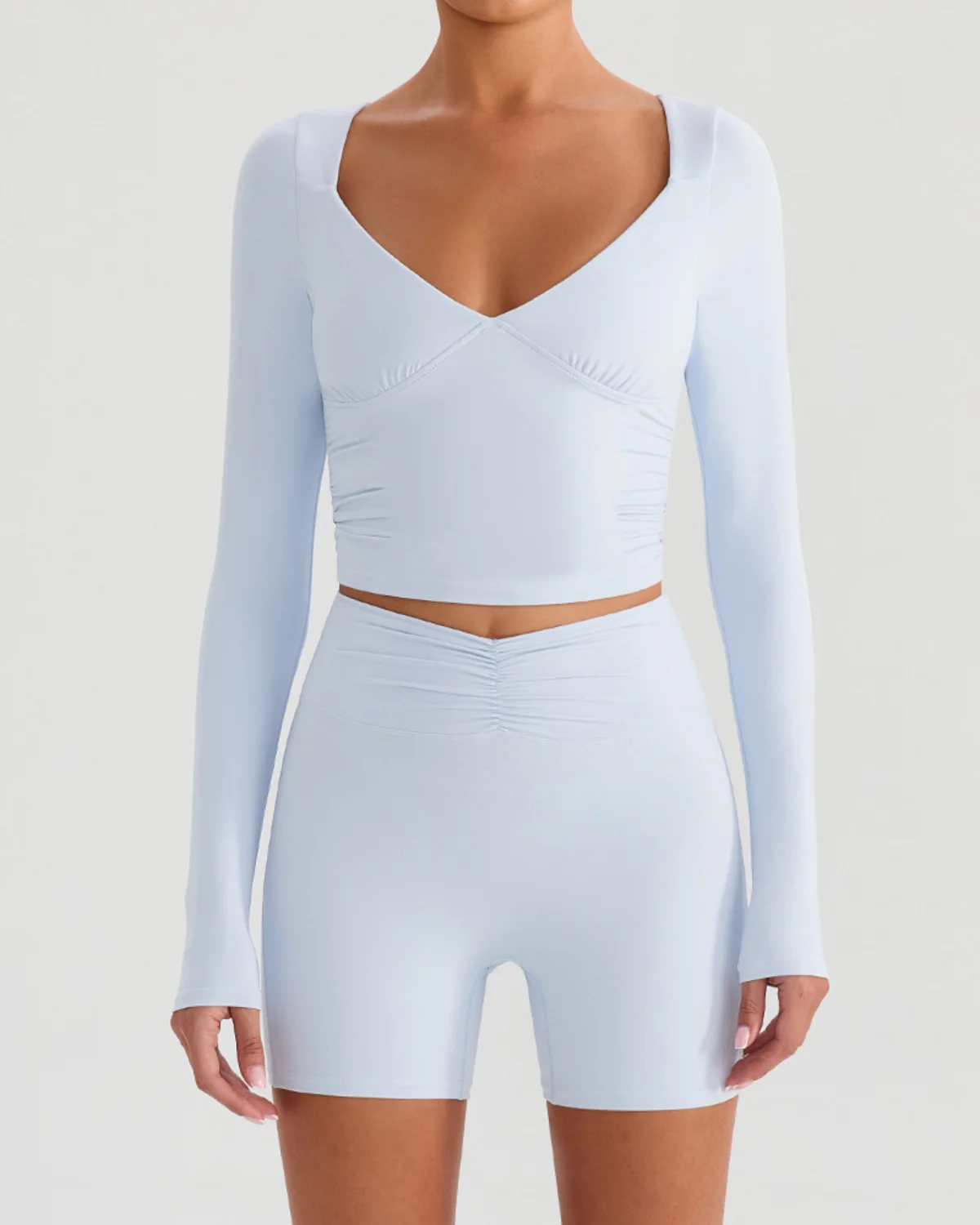 Women's Long-Sleeve Yoga Top NT79 in Light Blue