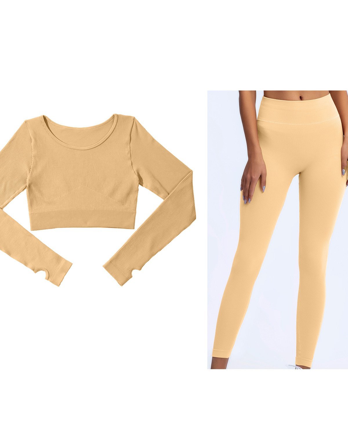 Women's Seamless Yoga Set SS03 in Peach