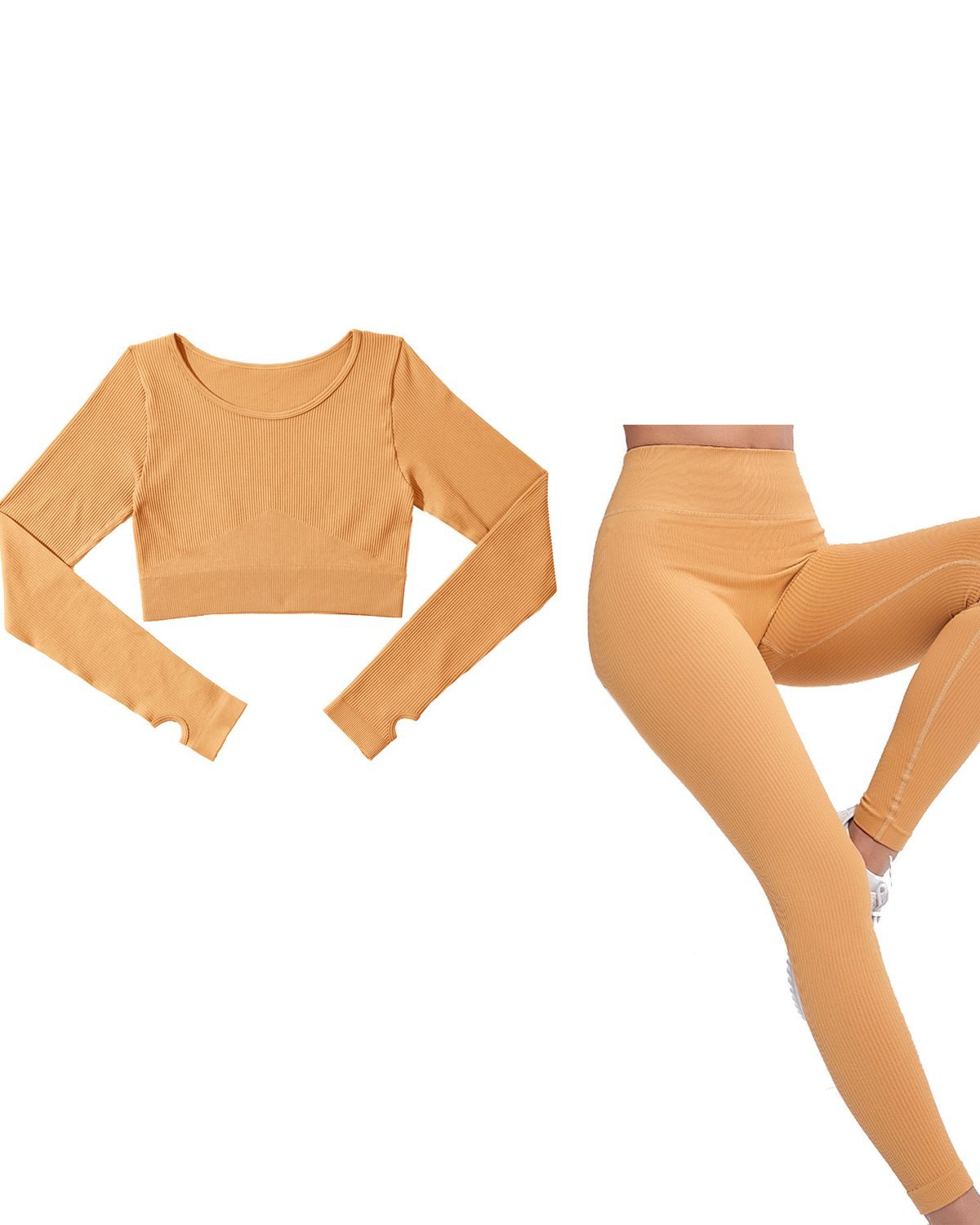 Women's Seamless Yoga Set SS03 in Peach