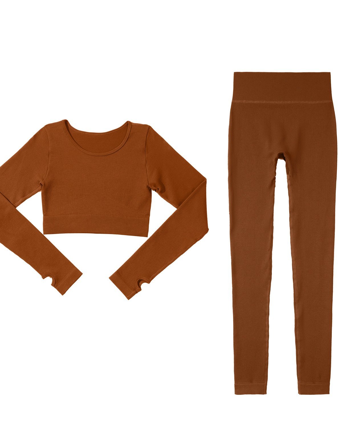 Women's Seamless Yoga Set SS03 in Brown