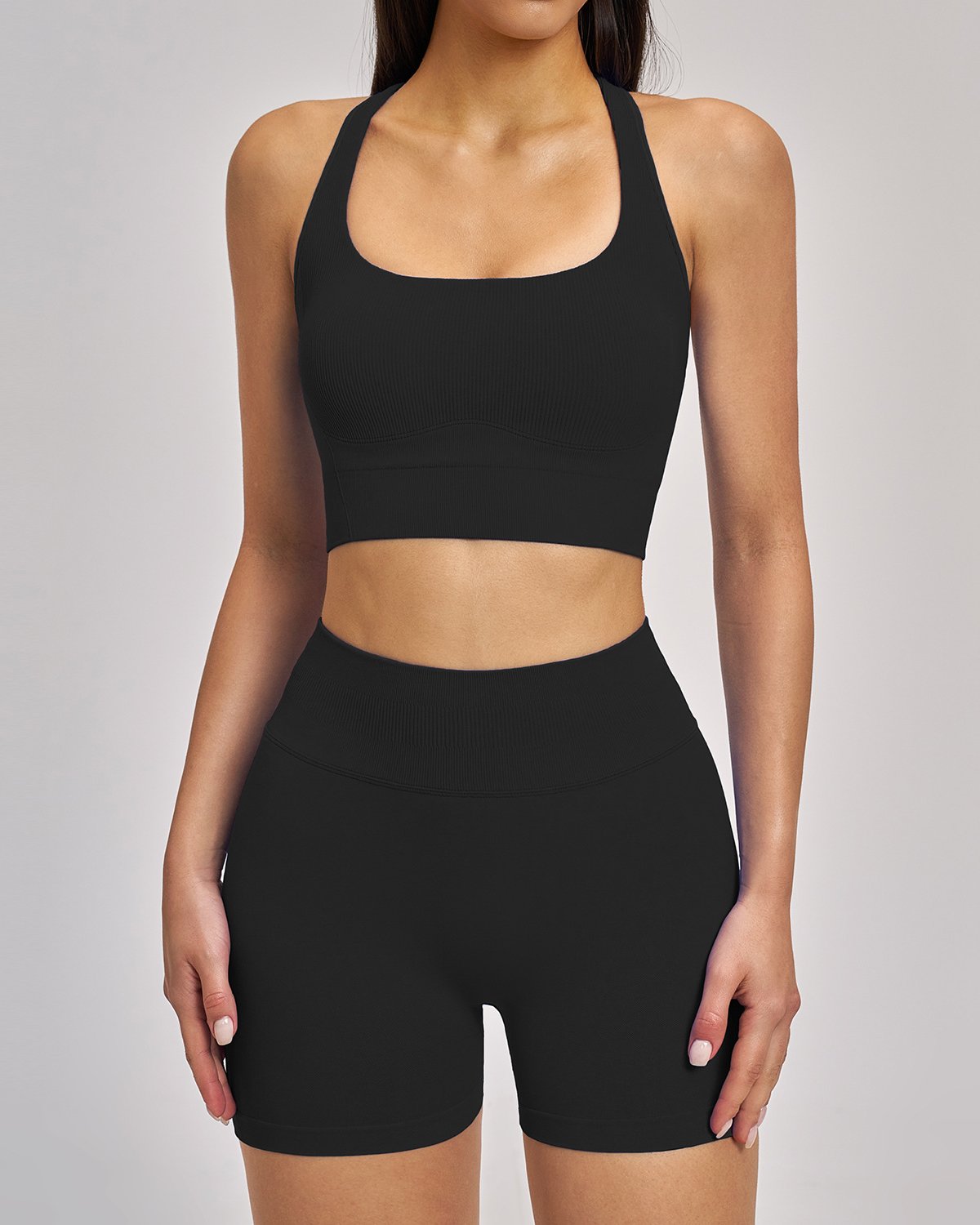 Women's Seamless Yoga Set SS34 in Black