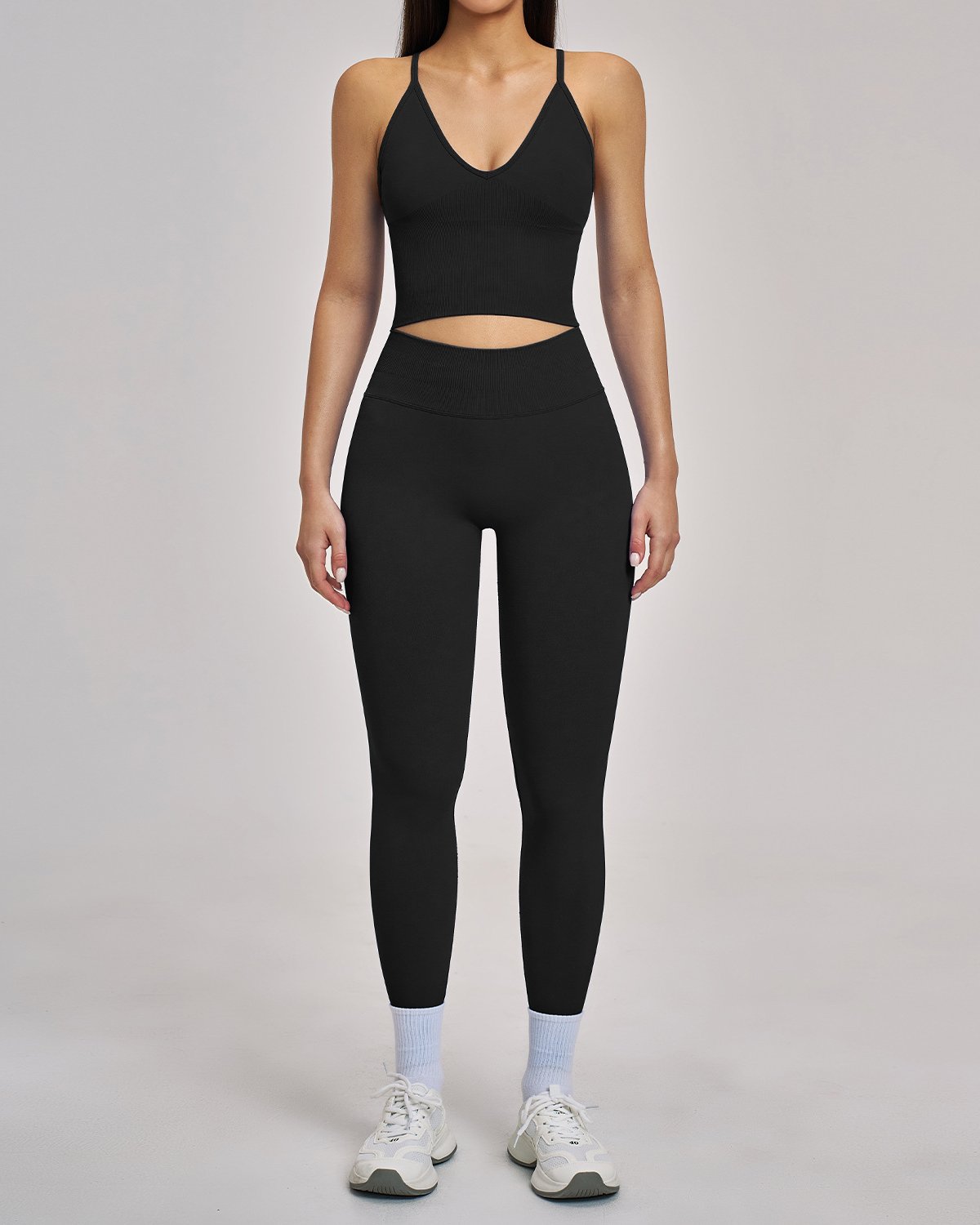 Women's Seamless Yoga Set SS36 in Black