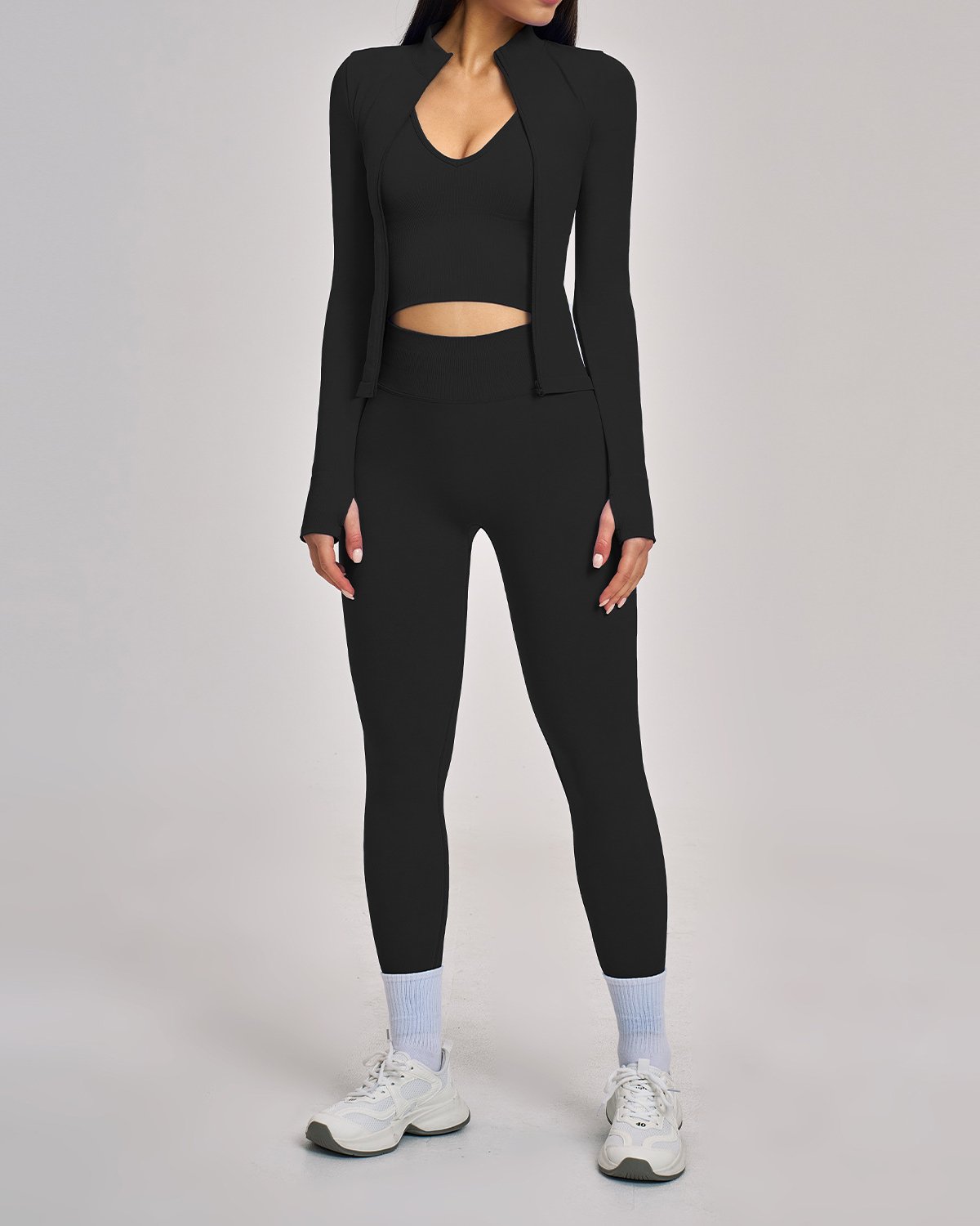 Women's Seamless Yoga Set SS37-1 in Black