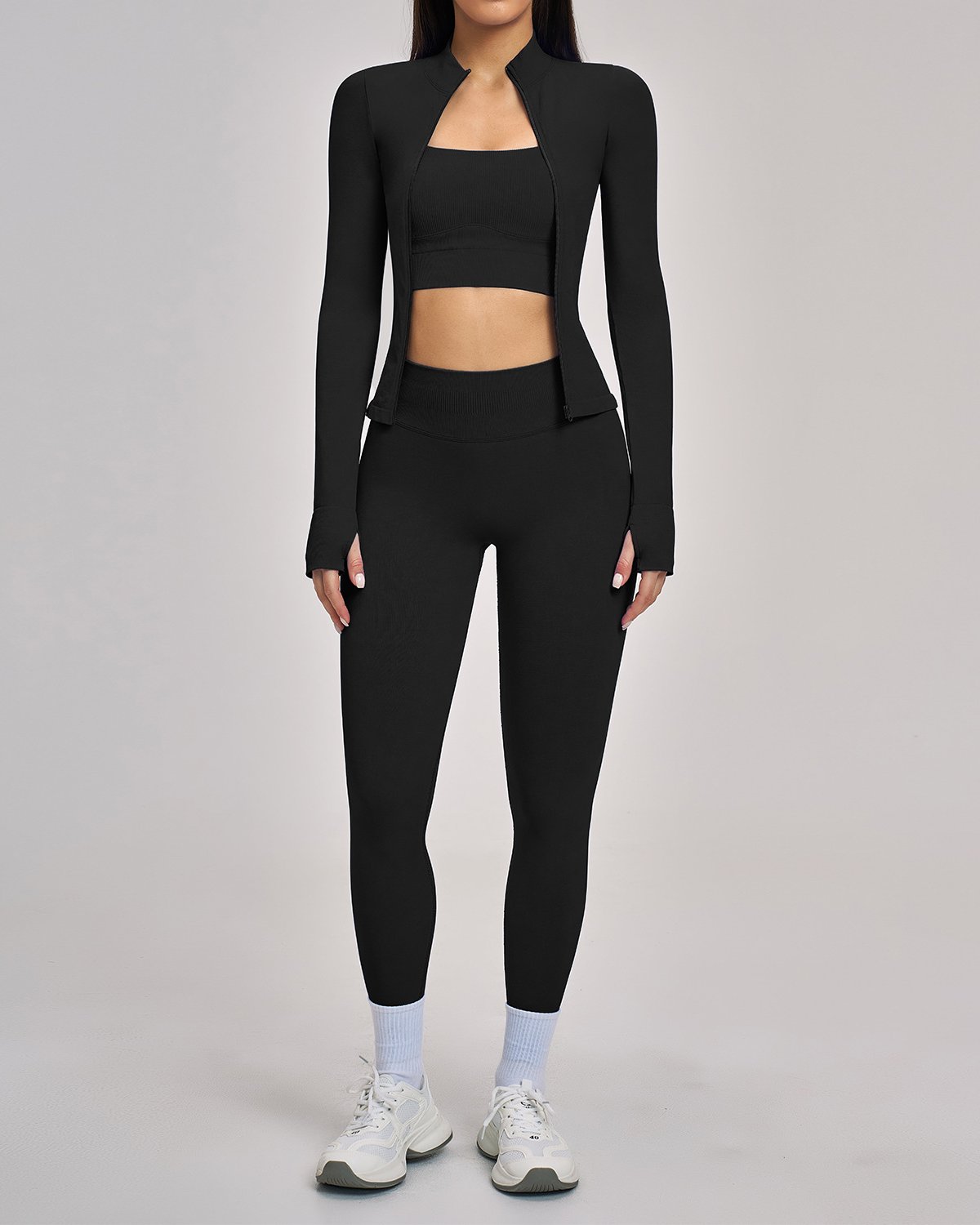 Women's Seamless Yoga Set SS38 in Black