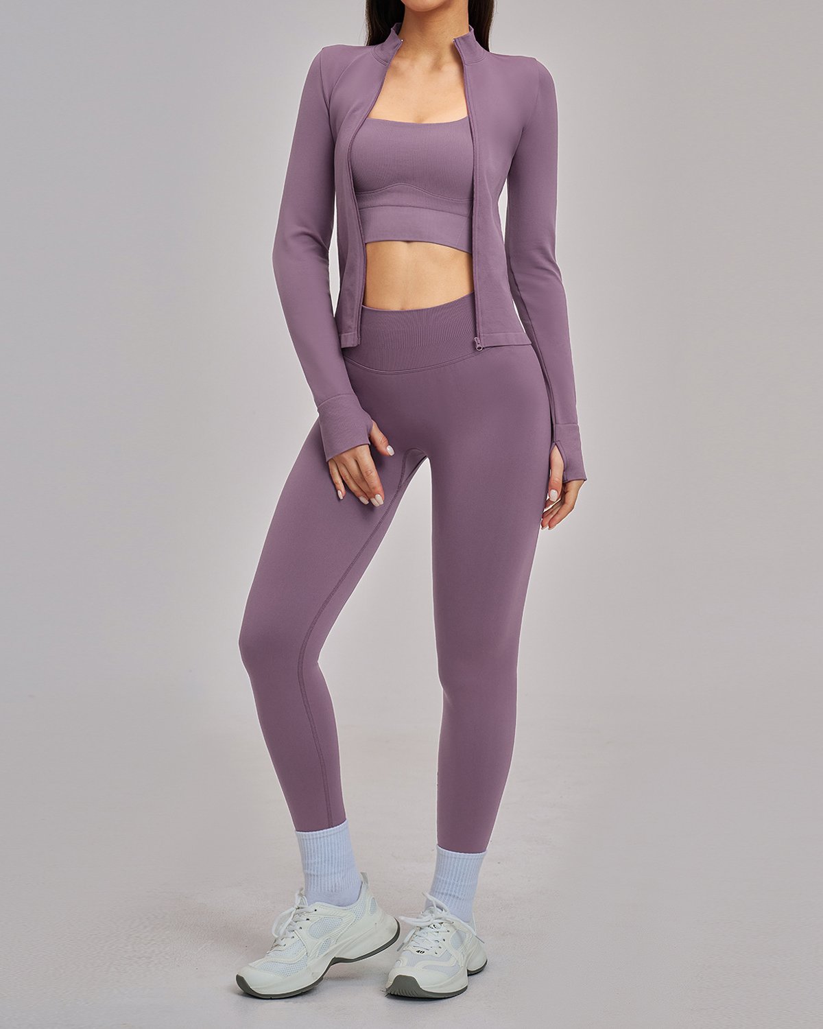 Women's Seamless Yoga Set SS38 in Purple