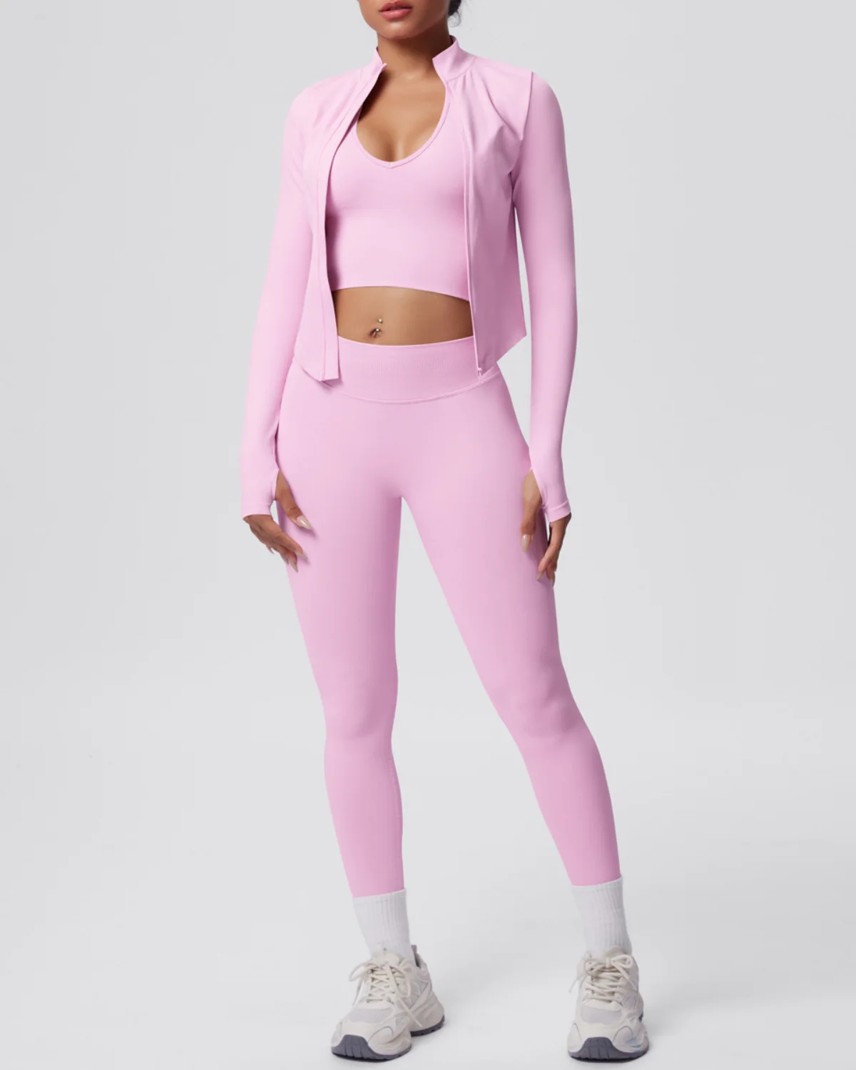 Women's Seamless Yoga Set SS46 in Light Pink