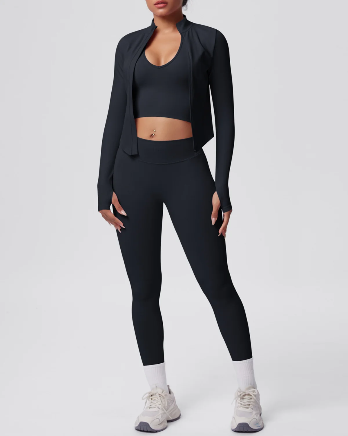 Women's Seamless Yoga Set SS46 in Black