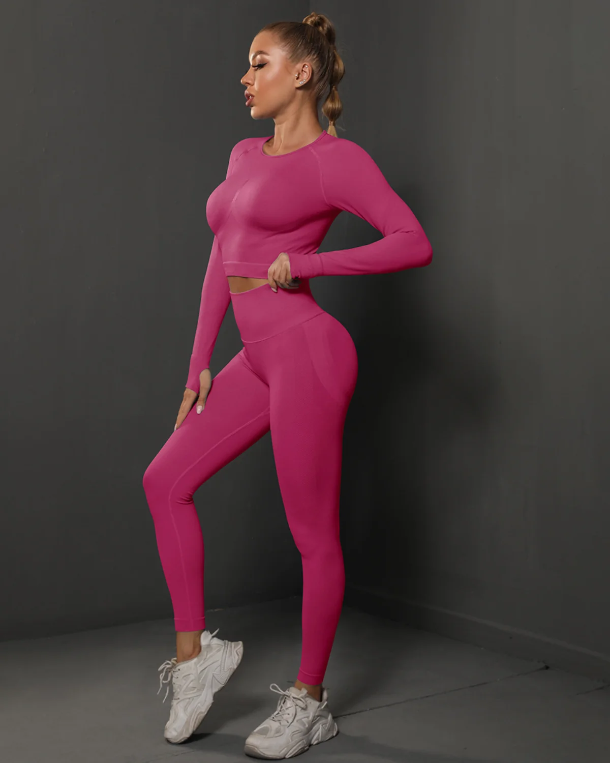 Women's Seamless Yoga Set SS48 in Pink