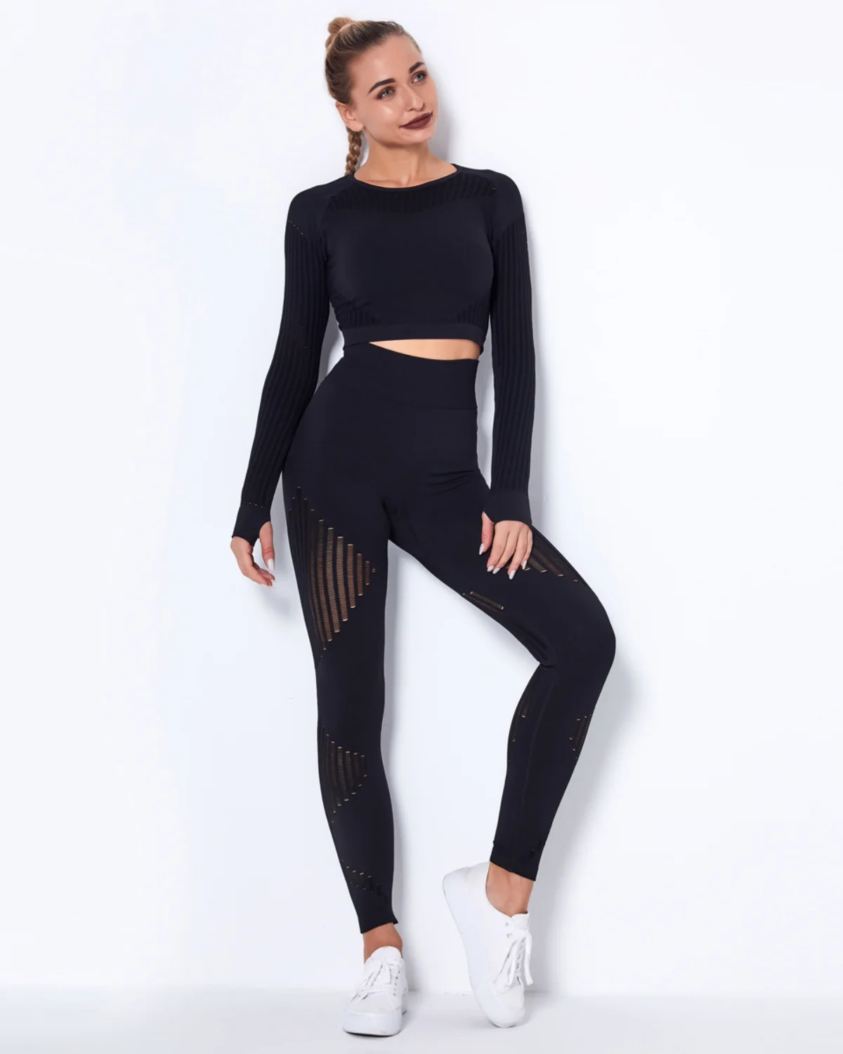 Women's Seamless Yoga Set SS57 in Black