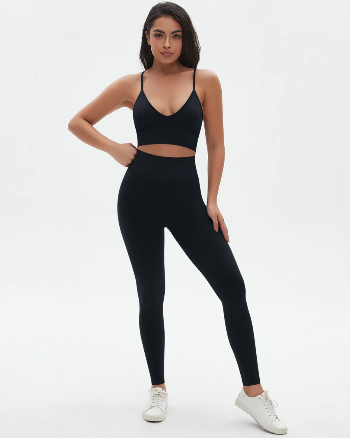Women's Seamless Yoga Set SS66 in Black
