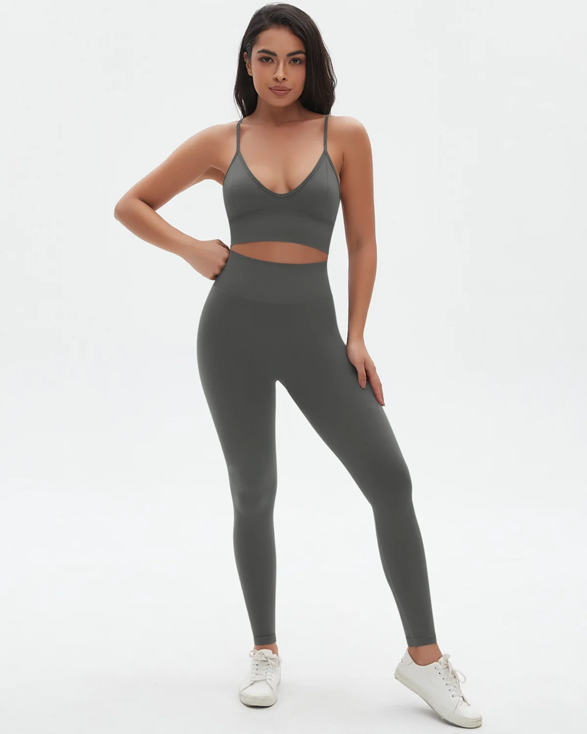 Women's Seamless Yoga Set SS66 in Dark Grey