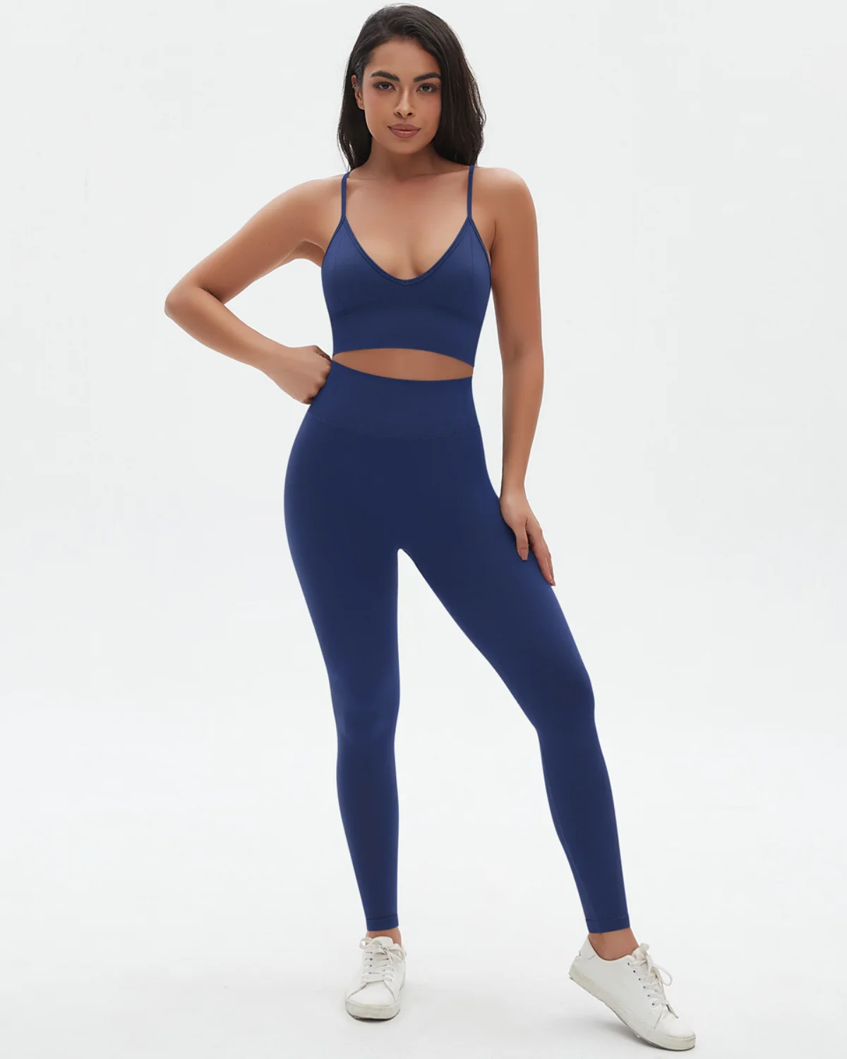 Women's Seamless Yoga Set SS66 in Navy