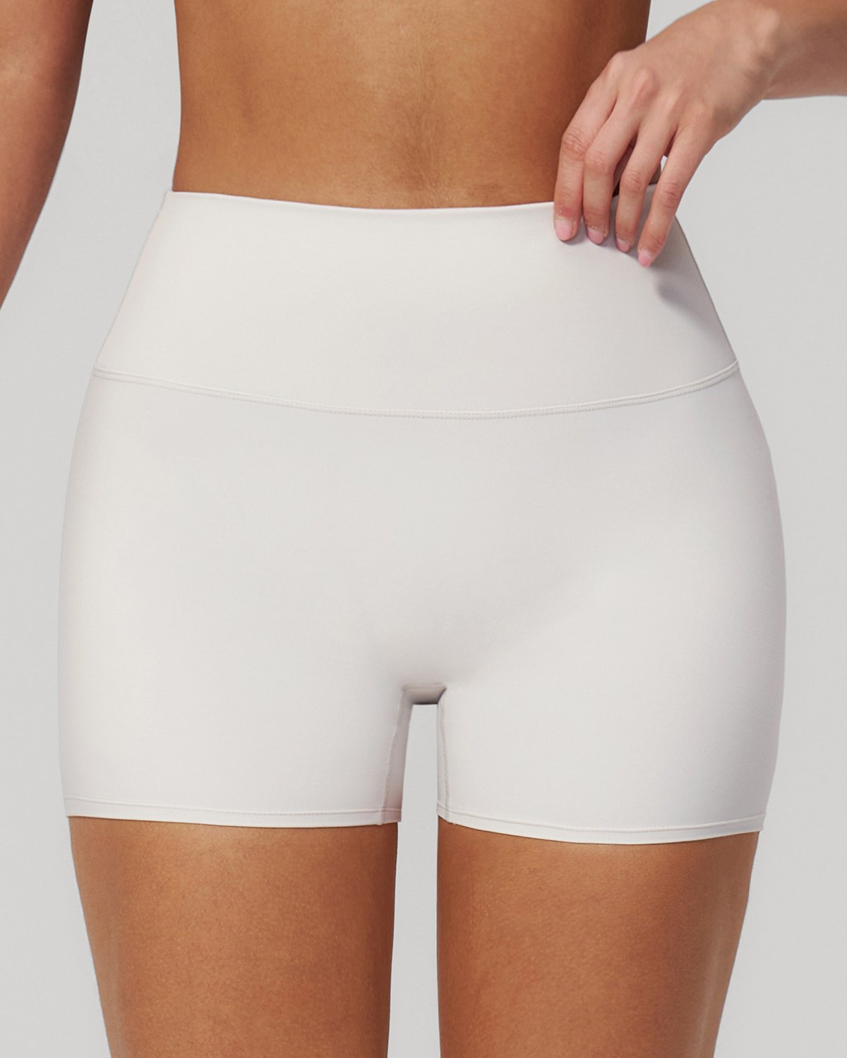 Women's Yoga Bike Shorts SH100 in Cream