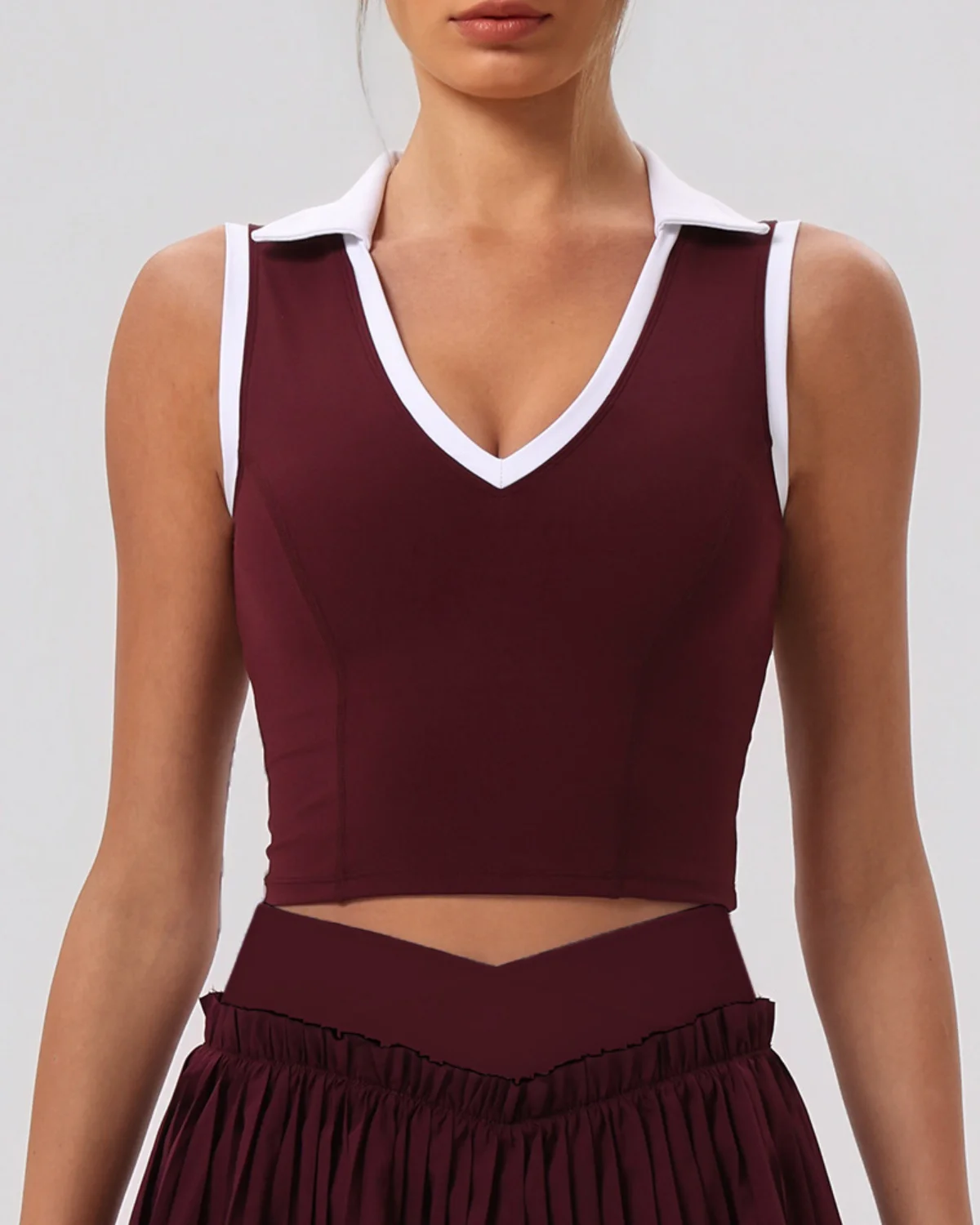 Women's Yoga Crop Top NT84 in Wine