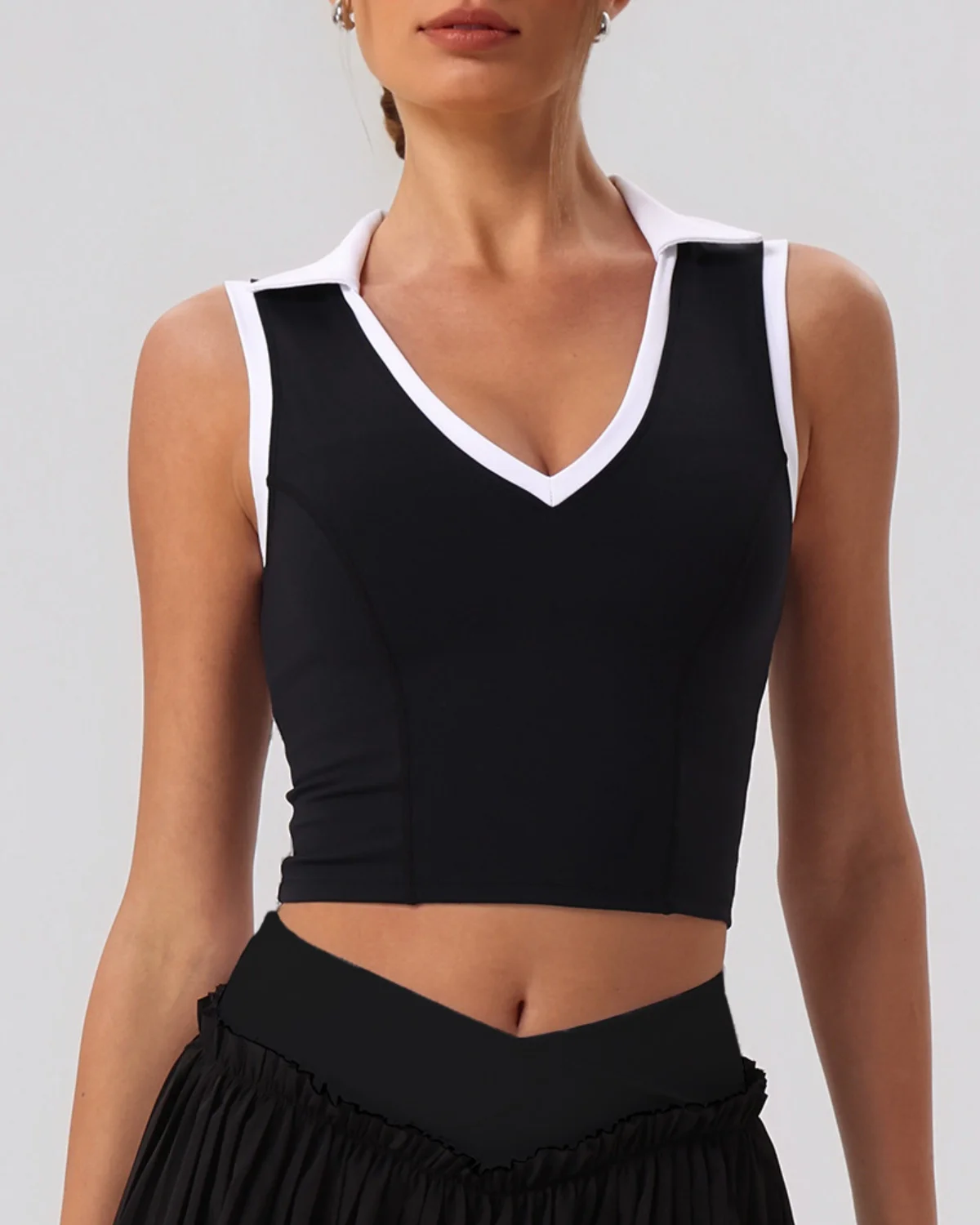 Women's Yoga Crop Top NT84 in Black