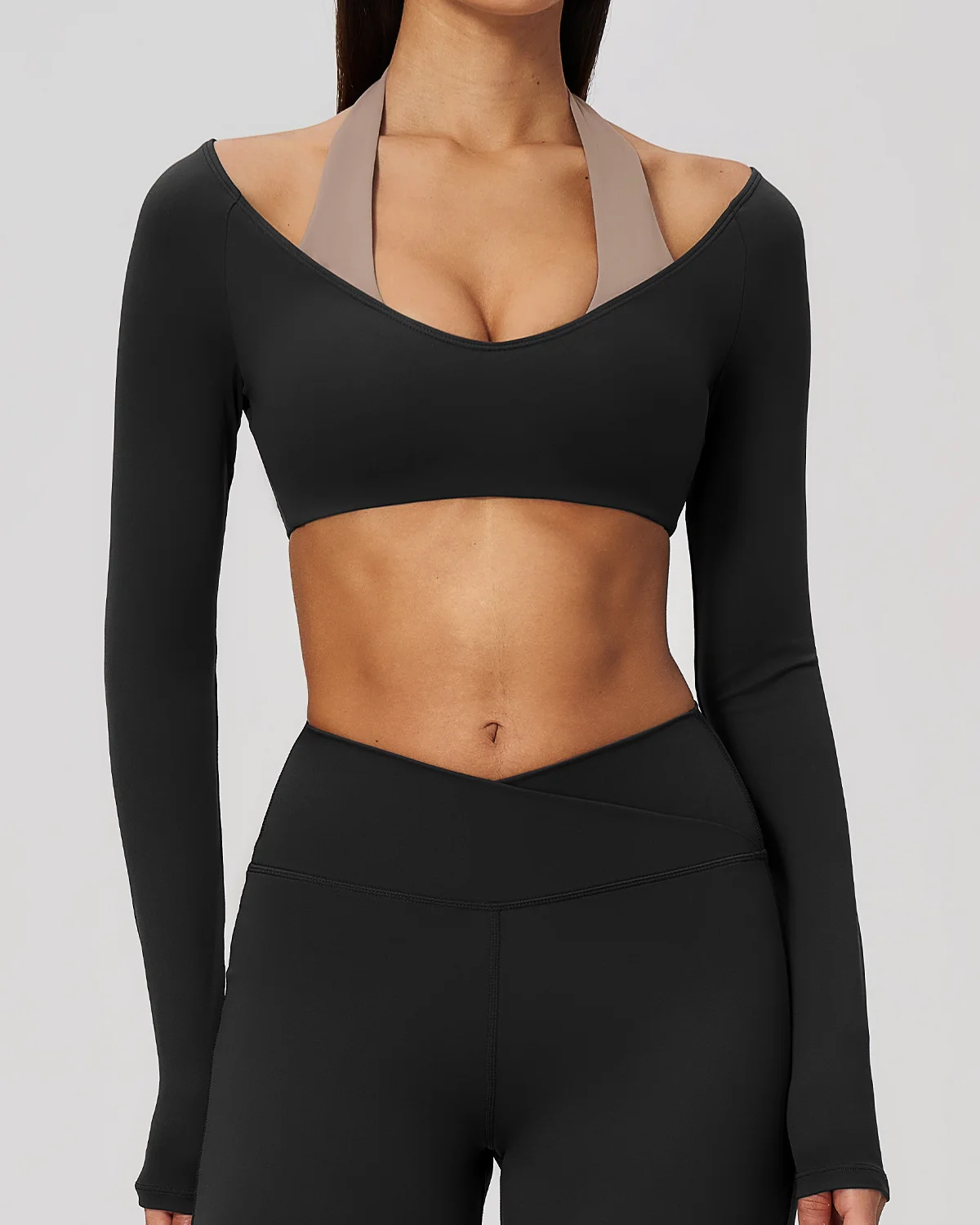 Women's Yoga Crop Top NT85 in Charcoal