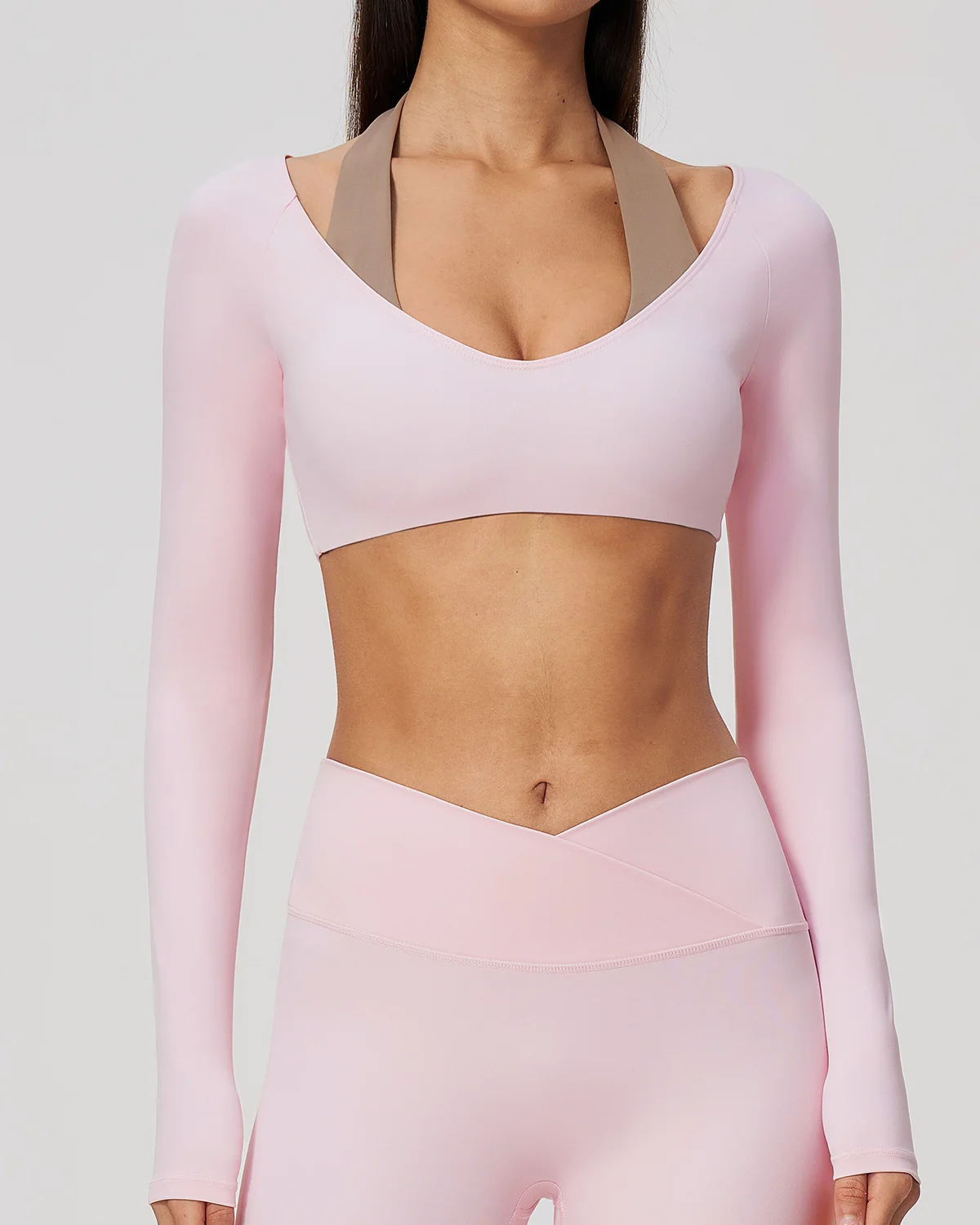 Women's Yoga Crop Top NT85 in Light Pink