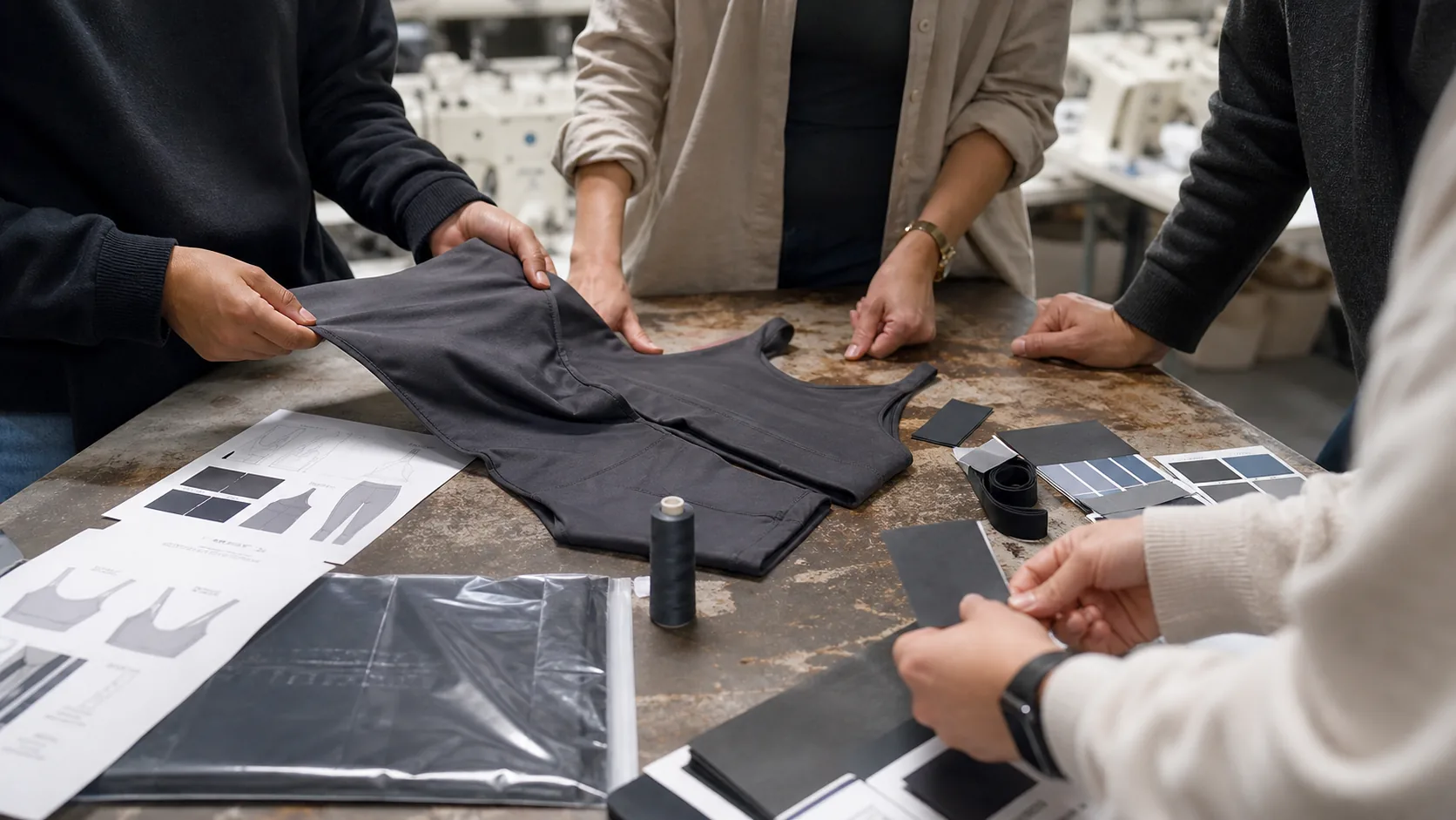 Illustrative pre-production garment and material review