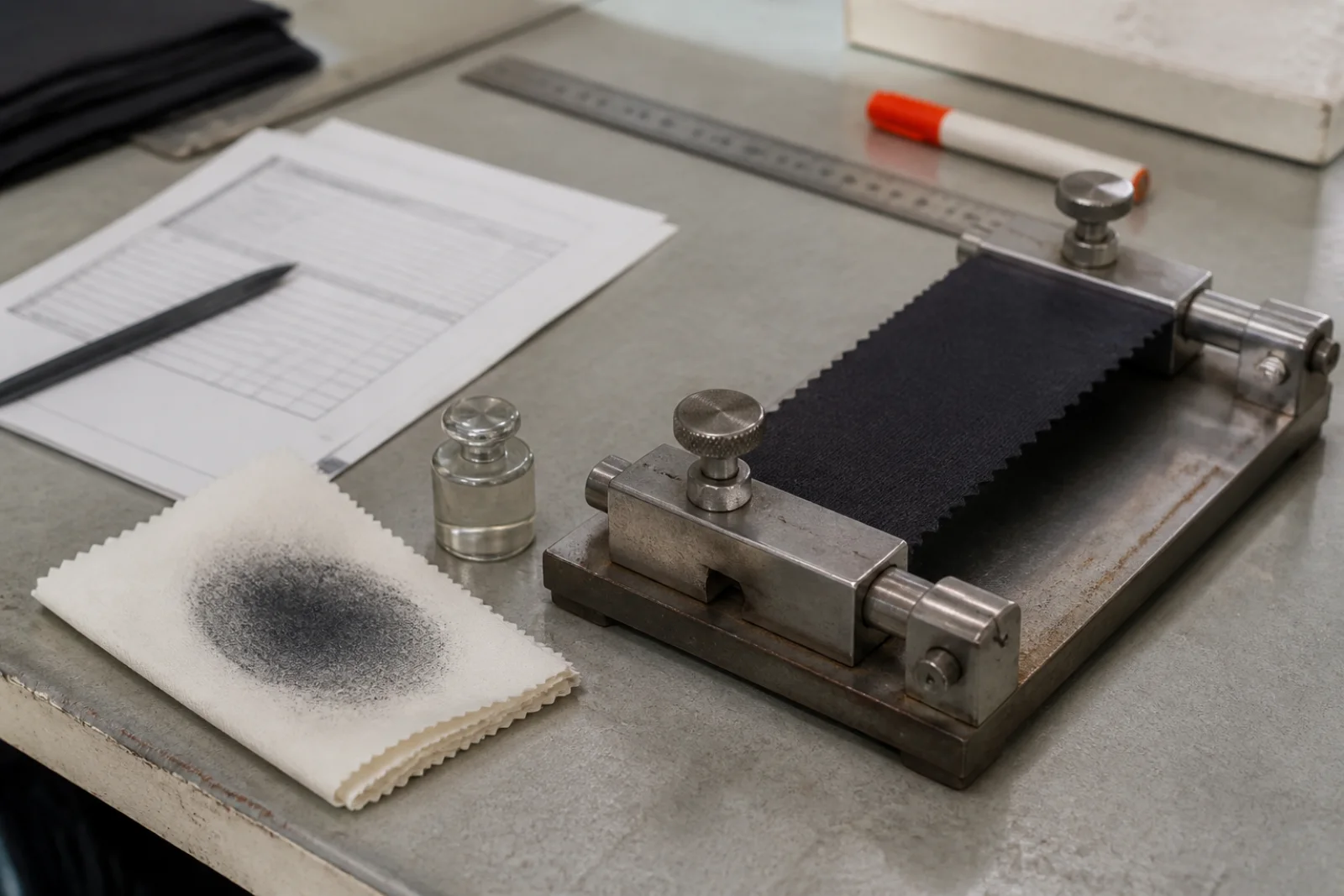 Illustrative material test and record, not Alo Yoga testing or certification evidence